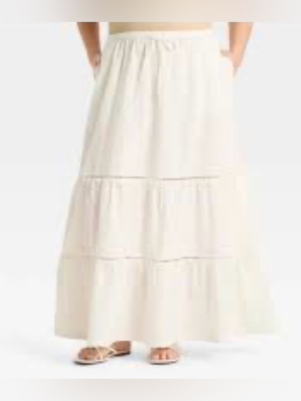 Ava & Viv|White Cream Tiered ruffle Maxi Skirt,cottagecore boho style•••Cotton - Picture 4 of 16
